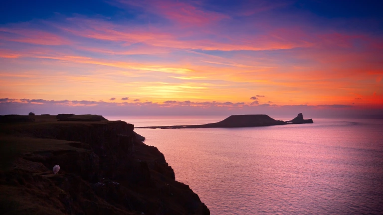 red sky sunset with peninsula.