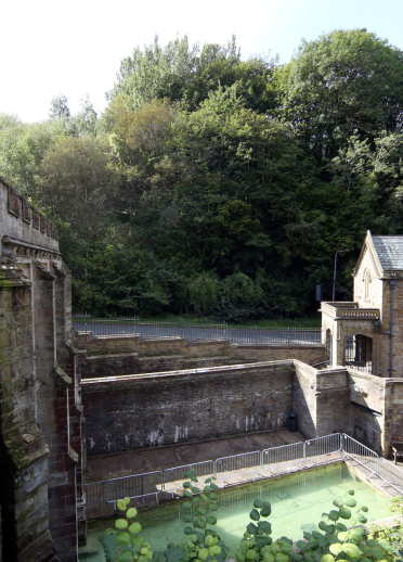 View of St Winefride's Well Shrine from above.