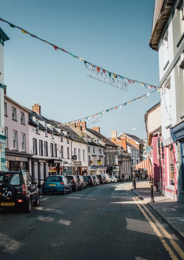 Shops in Cardigan town centre.