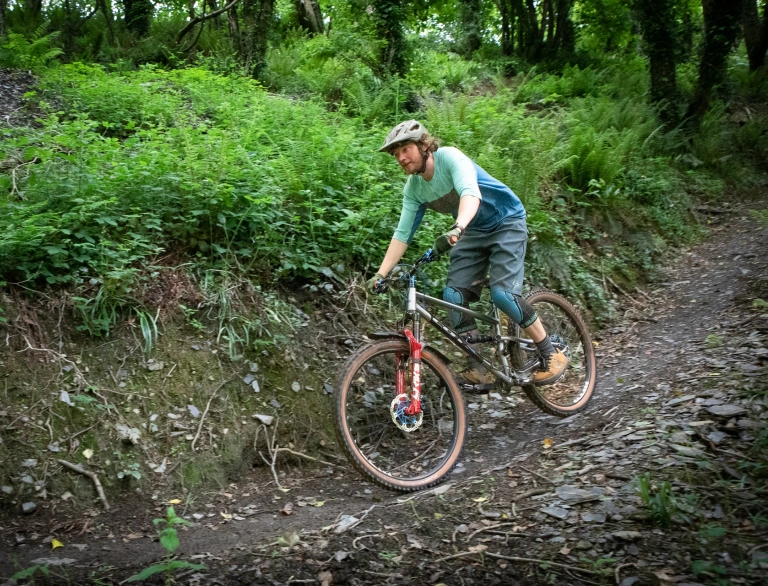 cyclist going downhill.