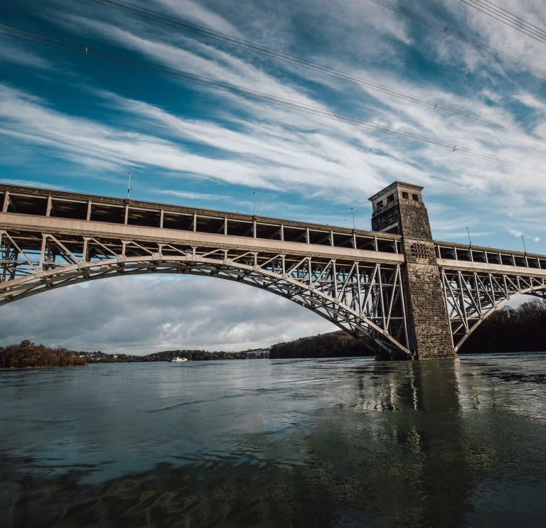 Britannia Bridge from the Menai Strait.