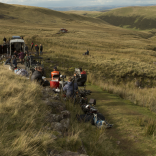 Cast and crew on location at Llyn y Fan Fach, West Wales